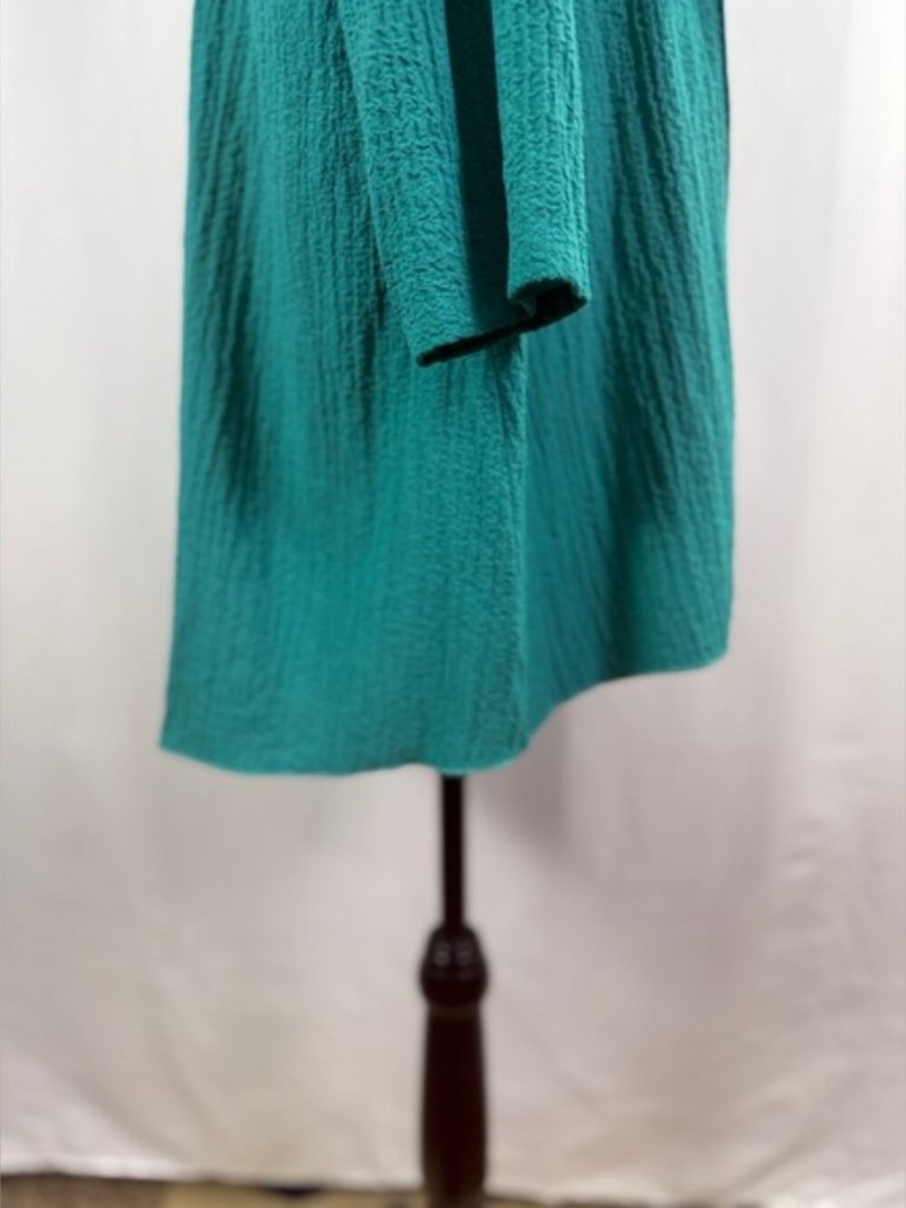 Ali Miles L Teal Cowl Neck Tunic Top Textured Swing Boho Lagenlook - Picture 5 of 9